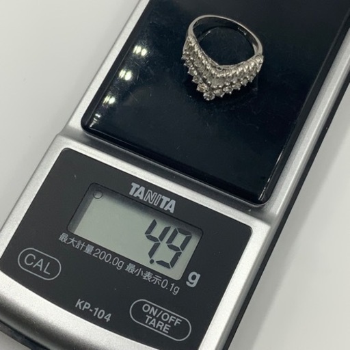 Pt900 プラチナ900 V型　ダイヤモンドリング　4.9g 1ct