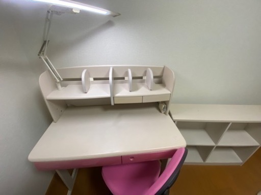 勉強机セット(机+棚大+棚小+椅子+電気)