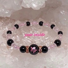 ピンク ホヌ 彫り オニキス 天然石ブレスレット