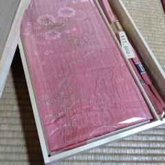 【新品未使用】帯揚げ・帯紐セット ピンク色 蝶の画像