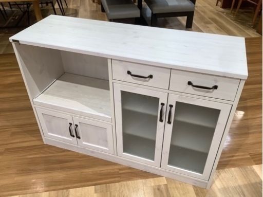 【トレファク神戸南店】キッチンカウンター4枚扉アイボリー【取りに来られる方限定】