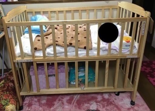 美品☆大和屋 ハイタイプ☆ベビーベッド☆ フロール 大和屋】ハイタイプ ベビーベッド フロール 取扱説明書付き