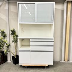 W 15420  松田家具 ２枚ガラス扉 キッチンボード ソフトクローズ   ◆大阪市内・東大阪市他 5,000円以上ご購入で無料配達いたします！◆ ※京都・高槻・枚方方面◆神戸・西宮・尼崎方面◆奈良方面、大阪南部方面　それぞれ条件付き無料配送あり！            の画像