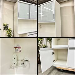 W 15420  松田家具 ２枚ガラス扉 キッチンボード ソフトクローズ   ◆大阪市内・東大阪市他 5,000円以上ご購入で無料配達いたします！◆ ※京都・高槻・枚方方面◆神戸・西宮・尼崎方面◆奈良方面、大阪南部方面　それぞれ条件付き無料配送あり！            の画像