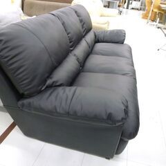 3人掛けソファ 幅約200cm ブラック 黒色 3Pソファ 家具 長椅子 ソファー 苫小牧西店 の画像