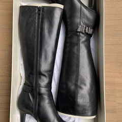 Pitti FEMININE★ロングブーツ 天然皮革 ブラック 24cmの画像