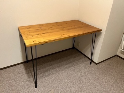 LOWYA [幅140] ダイニングテーブル 単品 異素材MIX スチール脚 無垢材