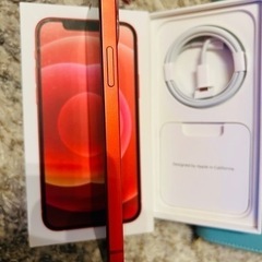 iPhone12 128GB RED SiMフリー　強化ガラスフィルム貼済の画像