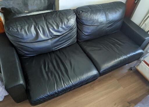 引き取り限定　無印良品　レザーソファ お引取り希望】無印良品 本革レザーソファ (ふぁんくすふぃあ) 大井町