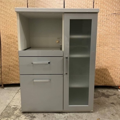 《売約済》食器棚　レンジボード　キッチン収納　レンジラック　サイドボード　白家具　レンジ台　キッチン　棚　検　ニトリ　nitori 中村敬木工　キッチンカウンター　ポスティア