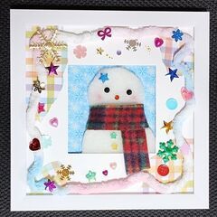 ふわふわ雪だるまフレームを作ろう＆くまと花のアレンジメント　らら...
