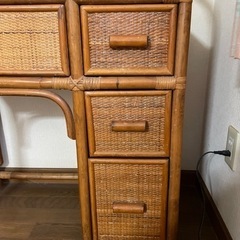ラタンドレッサー 化粧台 籐家具 古家具 ヴィンテージ　昭和レトロの画像
