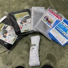 遮光ネット、アルミシート、ブルーシート、作業ロープ等7点