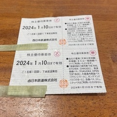 株主優待乗車券2枚セット：西日本鉄道（バス、電車）
