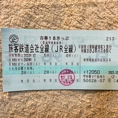 青春18きっぷ【残４回】　2023-24冬　川越〜和光市〜池袋手...