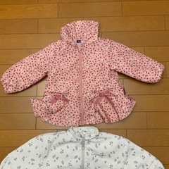 冬用ジャンパー　女の子　ピンク90 白95センチの画像