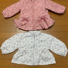 冬用ジャンパー　女の子　ピンク90 白95センチの画像