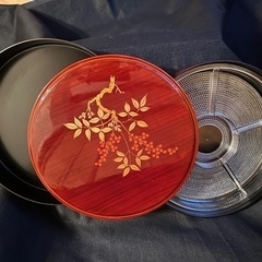 大きな蓋付食器2段重ね重お花見⭐︎南天柄ホームパーティキッチン菓子器の画像