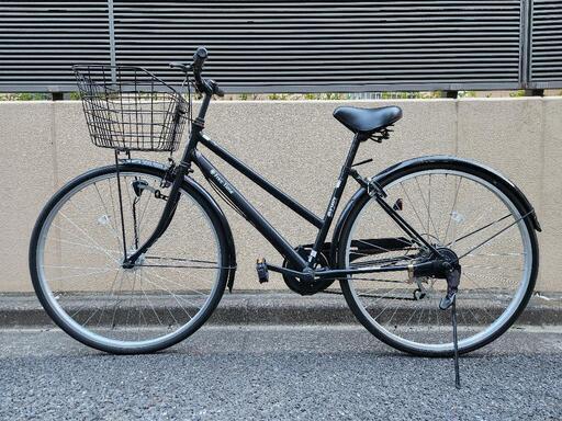 丸石サイクル - 丸石 27インチ自転車 青色 中古 後ろかご付き