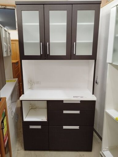 ①ニトリ キッチンボード ダリア100 幅100cm レンジボード 食器棚