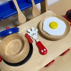 木製キッチンセット　木のおもちゃ　ままごとセットの画像