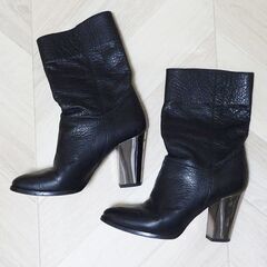 JIMMY CHOO ジミーチュウ　レザーブーツ　太ヒール　シル...