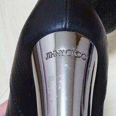 JIMMY CHOO ジミーチュウ　レザーブーツ　太ヒール　シルバーヒール　ミドルブーツ　黒　ブラック　37 23.5cm 本革ブーツの画像