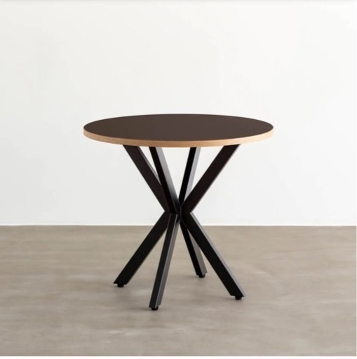 KANADEMONO THE CAFE TABLE / リノリウム　Black Steel Φ90 oak Mauve