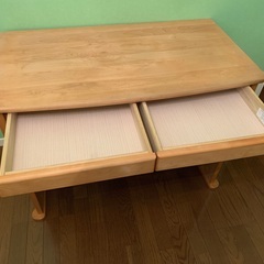 HOTTA WOODY 堀田木工所 天然木国産 学習デスク100cm幅＆昇降式三段ワゴンアールチェスト セット 20,000円の画像