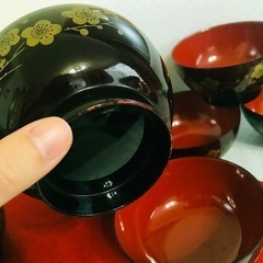 椀　汁椀 漆器 和食器 漆 吸物椀 漆芸　赤 商品名: 昭和時代レトロ漆芸汁椀の画像