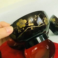 椀　汁椀 漆器 和食器 漆 吸物椀 漆芸　赤 商品名: 昭和時代レトロ漆芸汁椀の画像