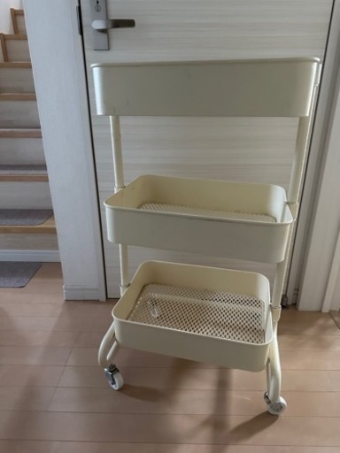 白の3段カート　Yamazen、山善、IKEA