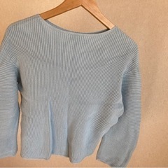 UNIQLO ユニクロ Mサイズ 綿100% ニット 水色の画像