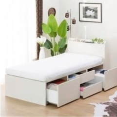 ニトリ 収納付きシングルベット（ホワイト）コンセント付