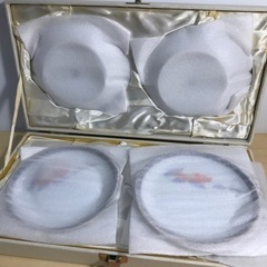 K2401-004 香蘭社 山茶花サーモンピンク・銘々皿(５枚) ※保管時の汚れありの画像