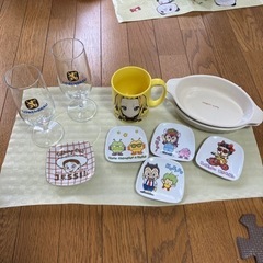 グラタン皿、アラレちゃん小皿、トイストーリー小皿、グラス、けいお...