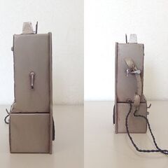 アメリカン レトロ風 ブリキ製 公衆電話型 貯金箱 高さ23cm オブジェ 雑貨 ガレージ 札幌市 屯田店の画像