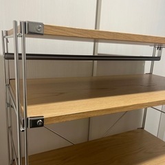ステンレスユニットシェルフ・オーク材棚セット・ワイド・中幅86