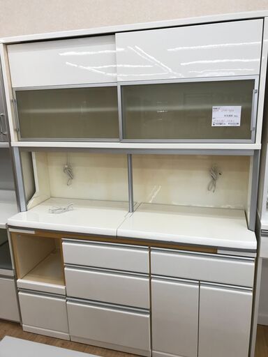 ★ジモティ割あり★  食器棚 白 H208×W158×D54 クリーニング済み KJ4054