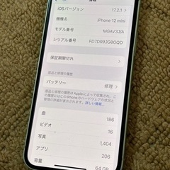 iphone12 mini グリーン64GB simロック無し  ジャンク扱いの画像