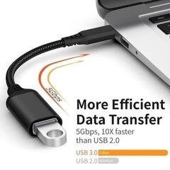 USB C 変換 アダプタ (Type C - USB 3.0 メス) 17CM ケーブル タイプC 変換ケーブル (1本入り, グレー)の画像