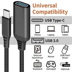 USB C 変換 アダプタ (Type C - USB 3.0 メス) 17CM ケーブル タイプC 変換ケーブル (1本入り, グレー)の画像