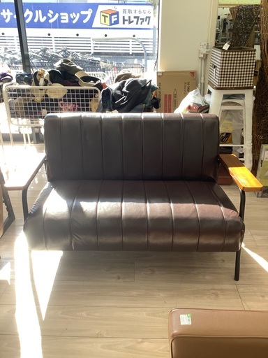 2人掛けソファー　合皮　ダークブラウンのご紹介！（トレファク寝屋川）