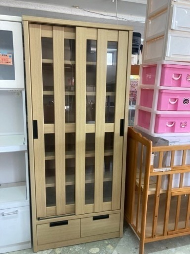 ニトリ BOOKCASE AKEBI 2 100 アケビシリーズ 木枠扉 扉付き本棚 リサイクルショップ宮崎屋 住吉店24.1.5F