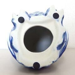 ふくろうの置物 縁起物 藍色 高さ21cm 陶器 不苦労 風水 インテリアグッズ オブジェ 和雑貨 札幌市 北区 屯田の画像