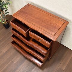 ヤ取】≪zyt1228ジ≫ 唐木家具 猫脚チェスト 4段5杯 アンティーク