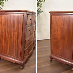 ヤ取】≪zyt1228ジ≫ 唐木家具 猫脚チェスト 4段5杯 アンティーク