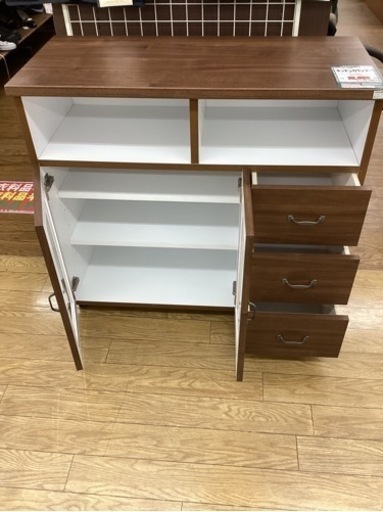 KA-11【新入荷　アウトレット】キャスター付き　キッチンカウンター　ブラウン