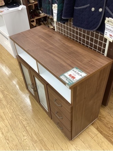 KA-11【新入荷　アウトレット】キャスター付き　キッチンカウンター　ブラウン