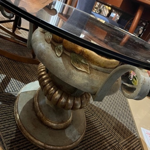 ガラステーブル 丸テーブル テーブル ガラス ラウンドテーブル アンティーク レトロ